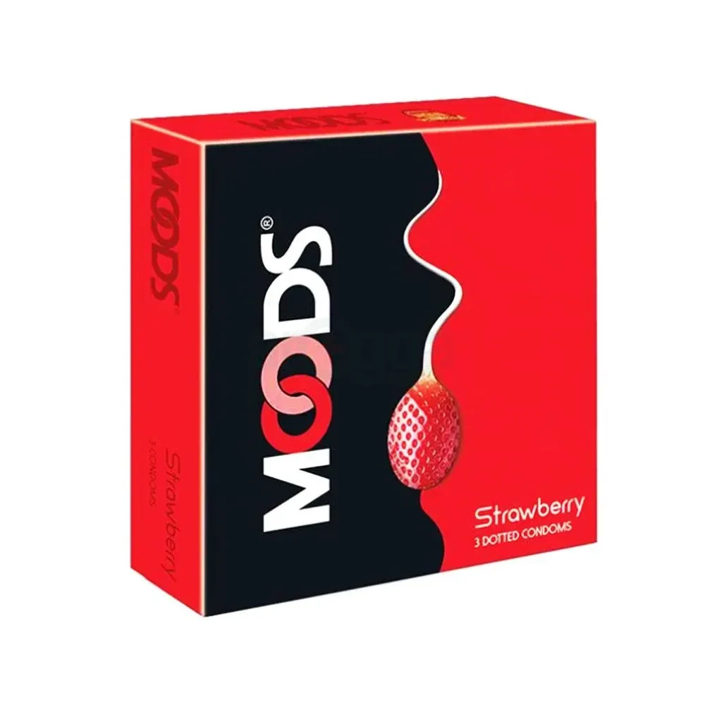 Moods Strawberry Flavored Dotted Premium Condom - 3Pcs Pack