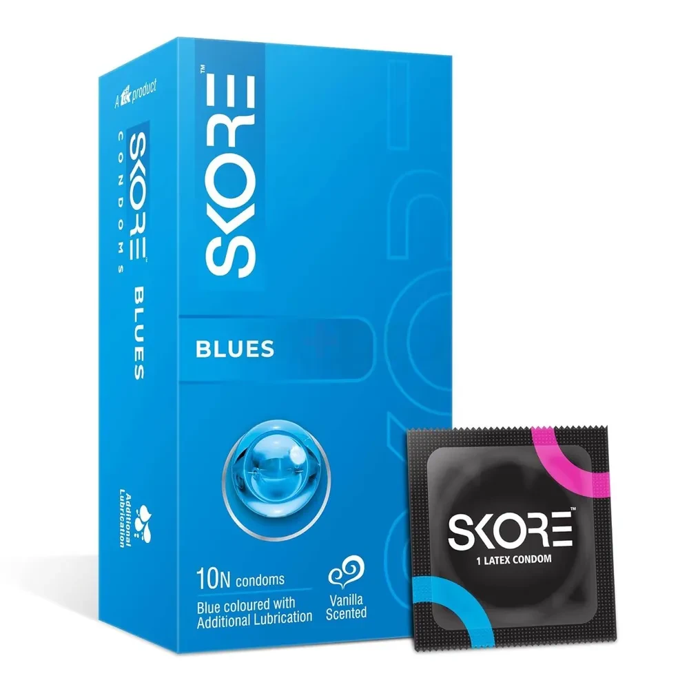 Skore Blues Vanilla Scented Coloured Condoms 10's Pack
