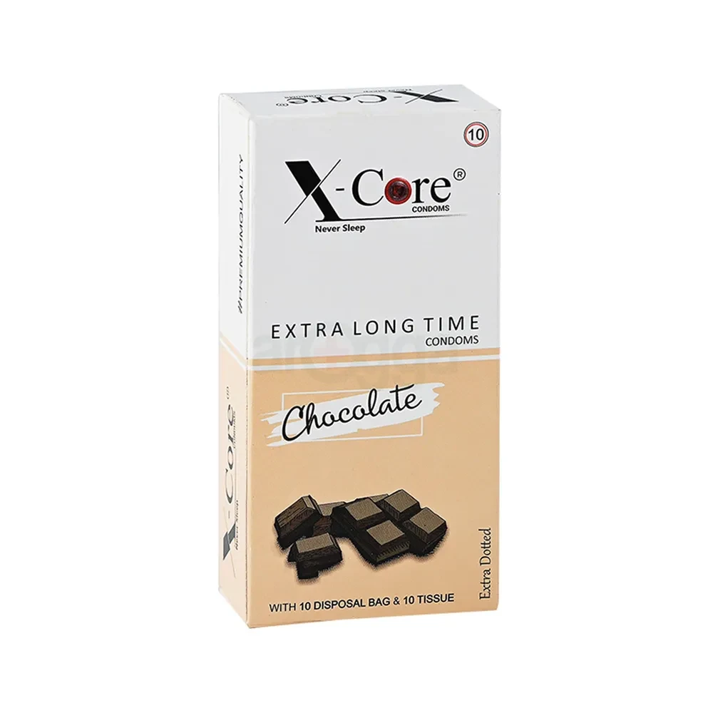 X-Core Extra Time Dotted Condom (Chocolate Flavoured) - 10pcs Pack(India)