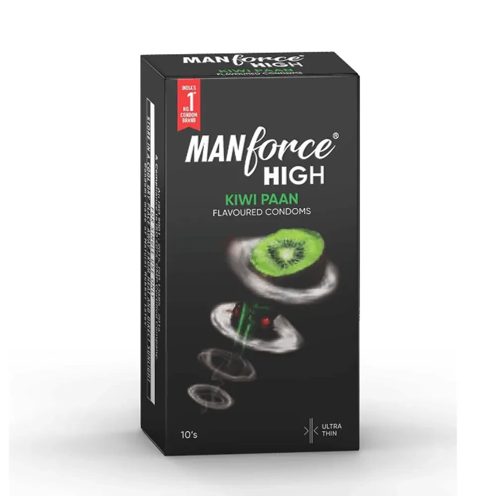 Manforce High Kiwi Paan Flavoured Condom Ultra Thin With 0.05mm Thinness - 10Pcs Pack