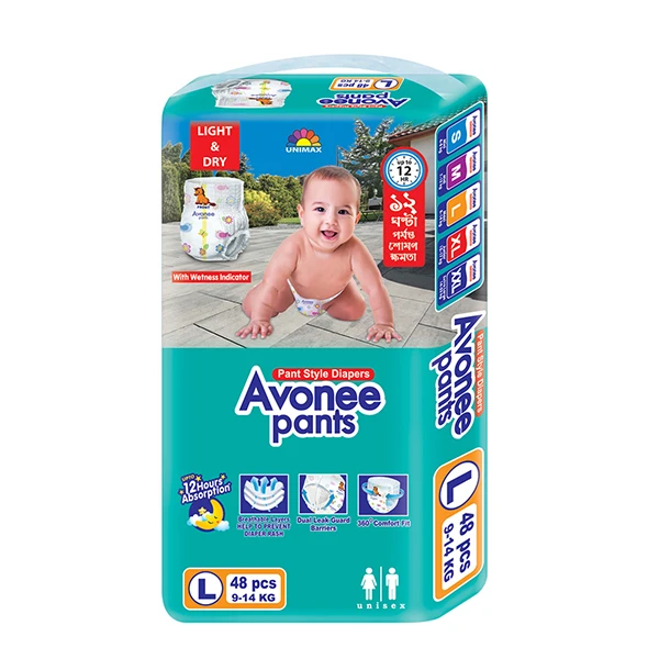 Avonee Pant Style Baby Diaper (9-14Kg) - L 48pcs