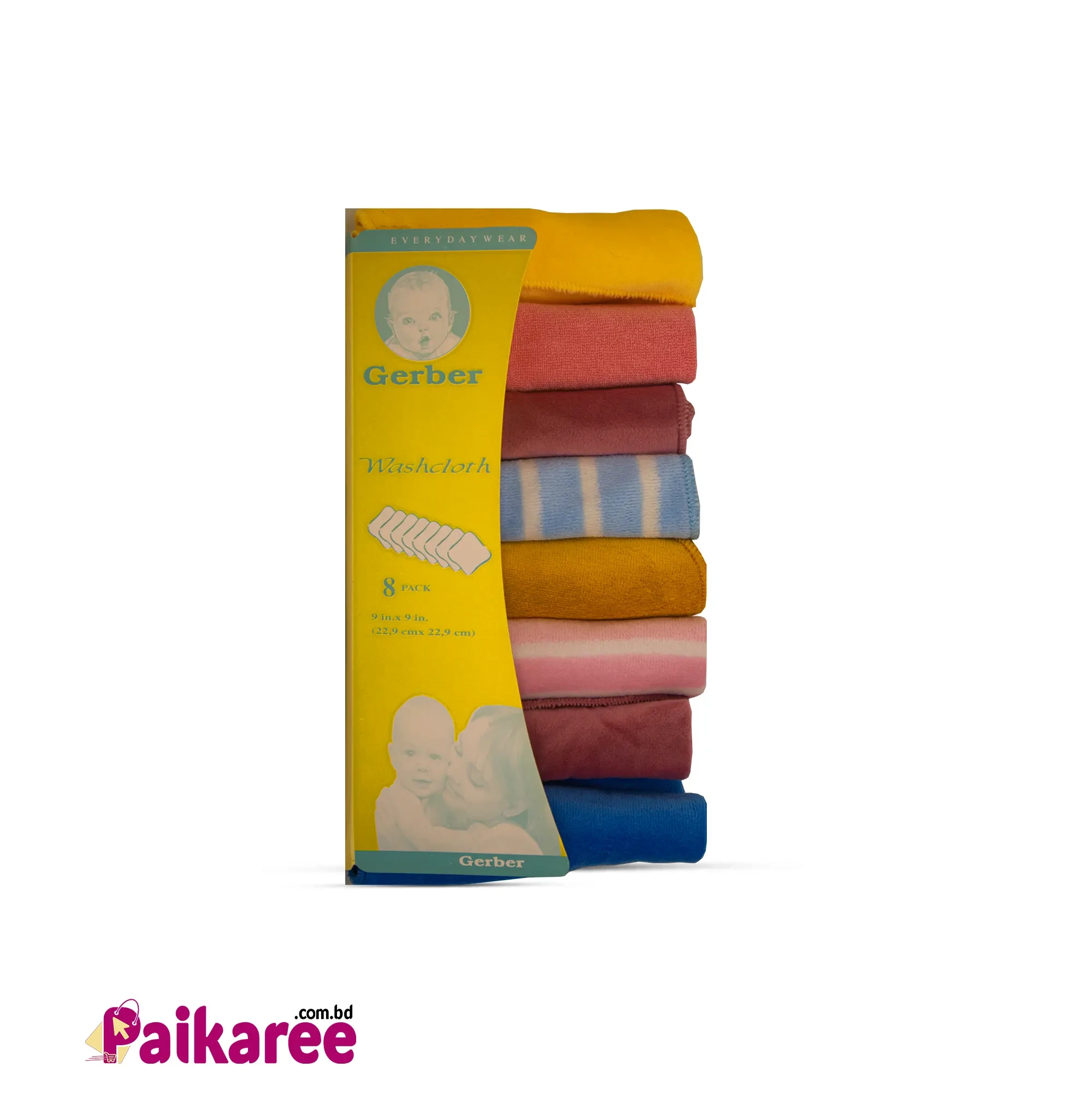 Gerber Baby Washcloth Multi Color (8pcs)